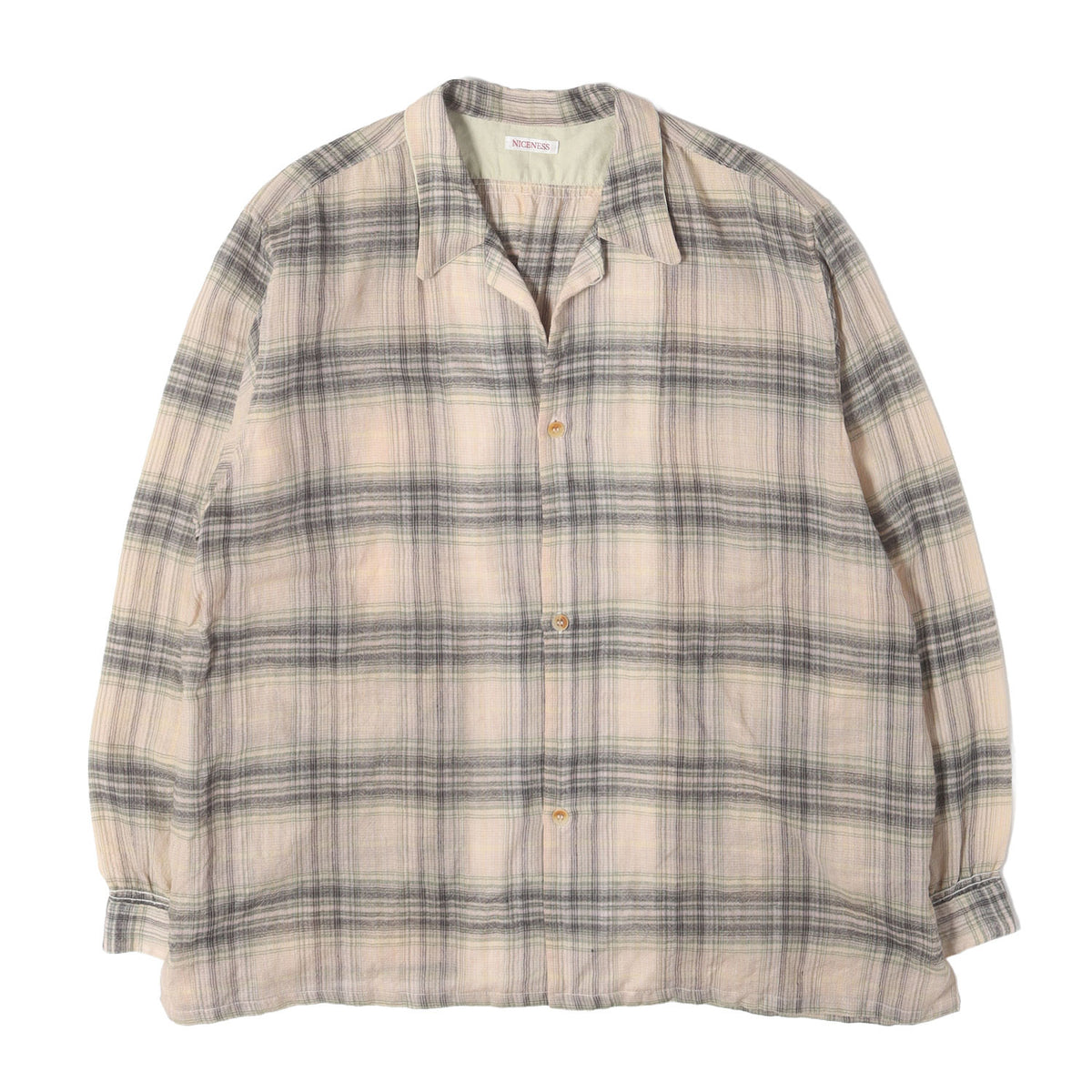 26SS オンブレチェック オープンカラー シャツ (THOM)