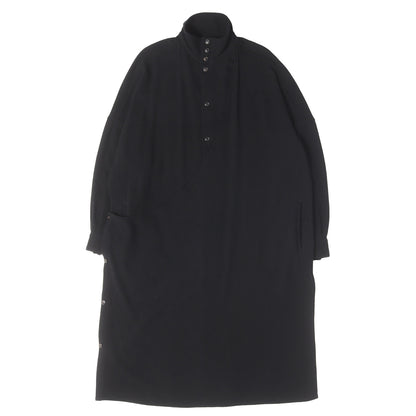 ラップフロント スタンドカラー ロング シャツ(Wrap Front Stand Collar B) / POUR HOMME