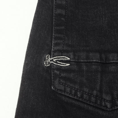 ヴィンテージ加工 スリム テーパード ブラックデニム パンツ (RAZOR SLIM FIT)