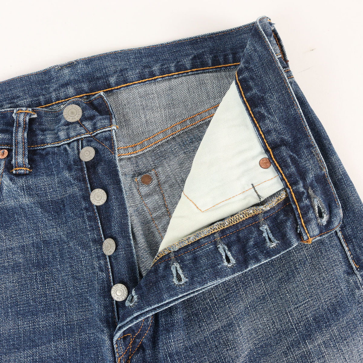 リンスウォッシュ テーパード デニムパンツ (JAPAN WOVEN SELVEDGE DENIM STRAIGHT LEG RINSE)