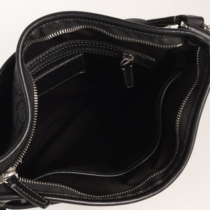 シグネチャー PVCキャンバス ショルダーバッグ (Mini Signature Heritage Stripe Map Bag)