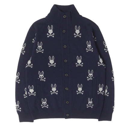 24AW バニーロゴパターン スタンドカラー ニット カーディガン / MADE IN JAPAN