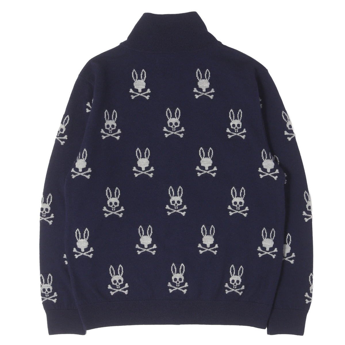24AW バニーロゴパターン スタンドカラー ニット カーディガン / MADE IN JAPAN