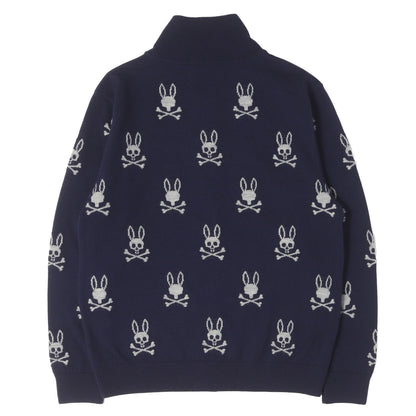 24AW バニーロゴパターン スタンドカラー ニット カーディガン / MADE IN JAPAN