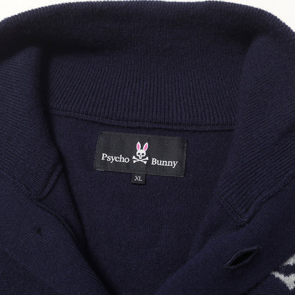 24AW バニーロゴパターン スタンドカラー ニット カーディガン / MADE IN JAPAN