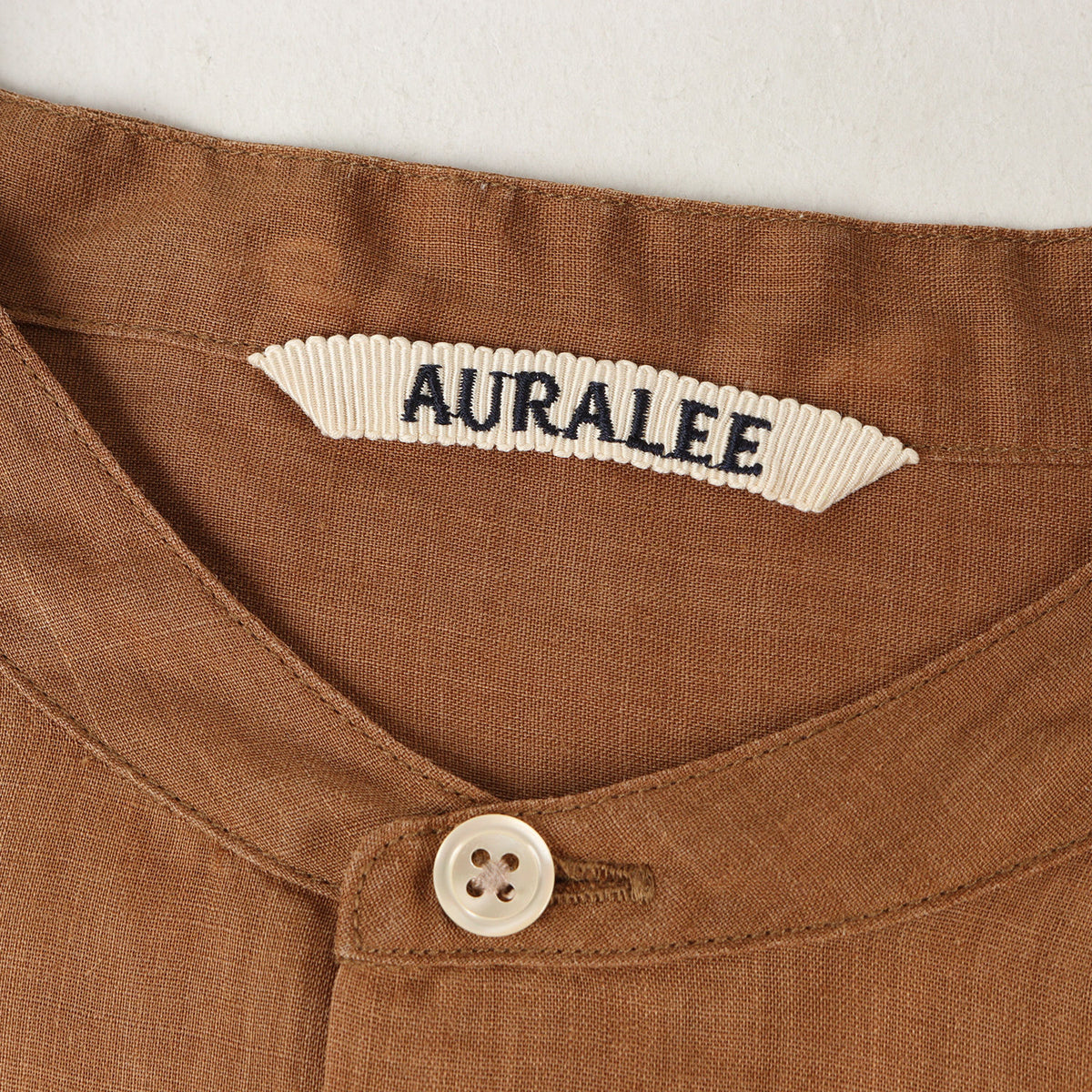 ハイカウントラミー バンドカラー シャツ (High Count Ramie Band Collar Shirt)