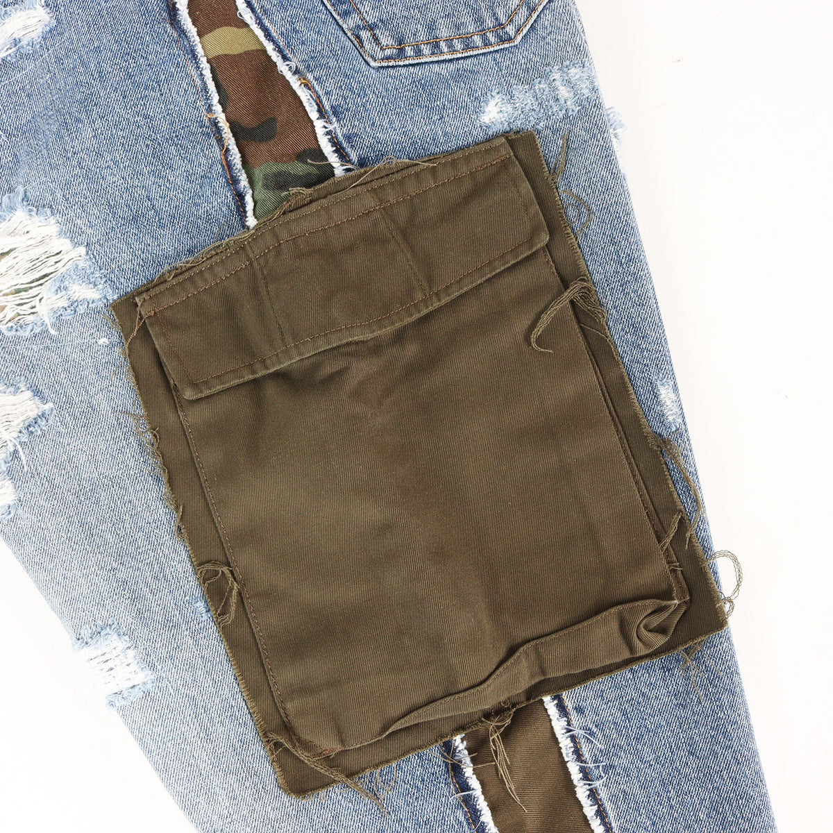 ダメージリペア加工 ドッキング カーゴ デニムパンツ (DOCKING DENIM PANT) / CROPPED