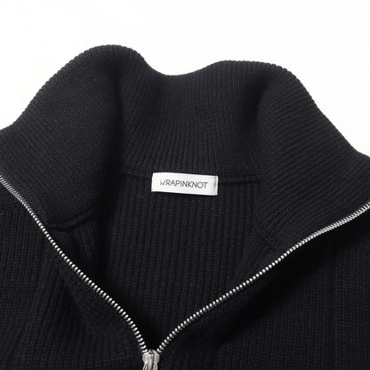 24AW ダブルジップ 編地切替 ドライバーズ ニット カーディガン