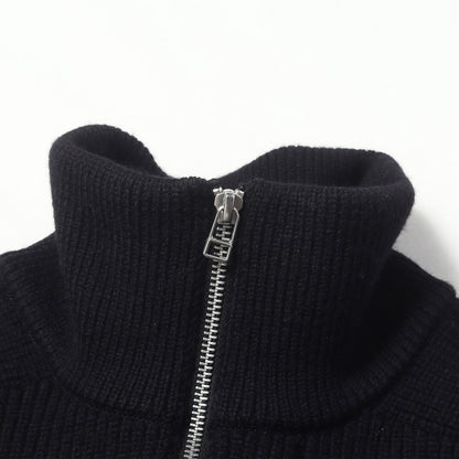 24AW ダブルジップ 編地切替 ドライバーズ ニット カーディガン