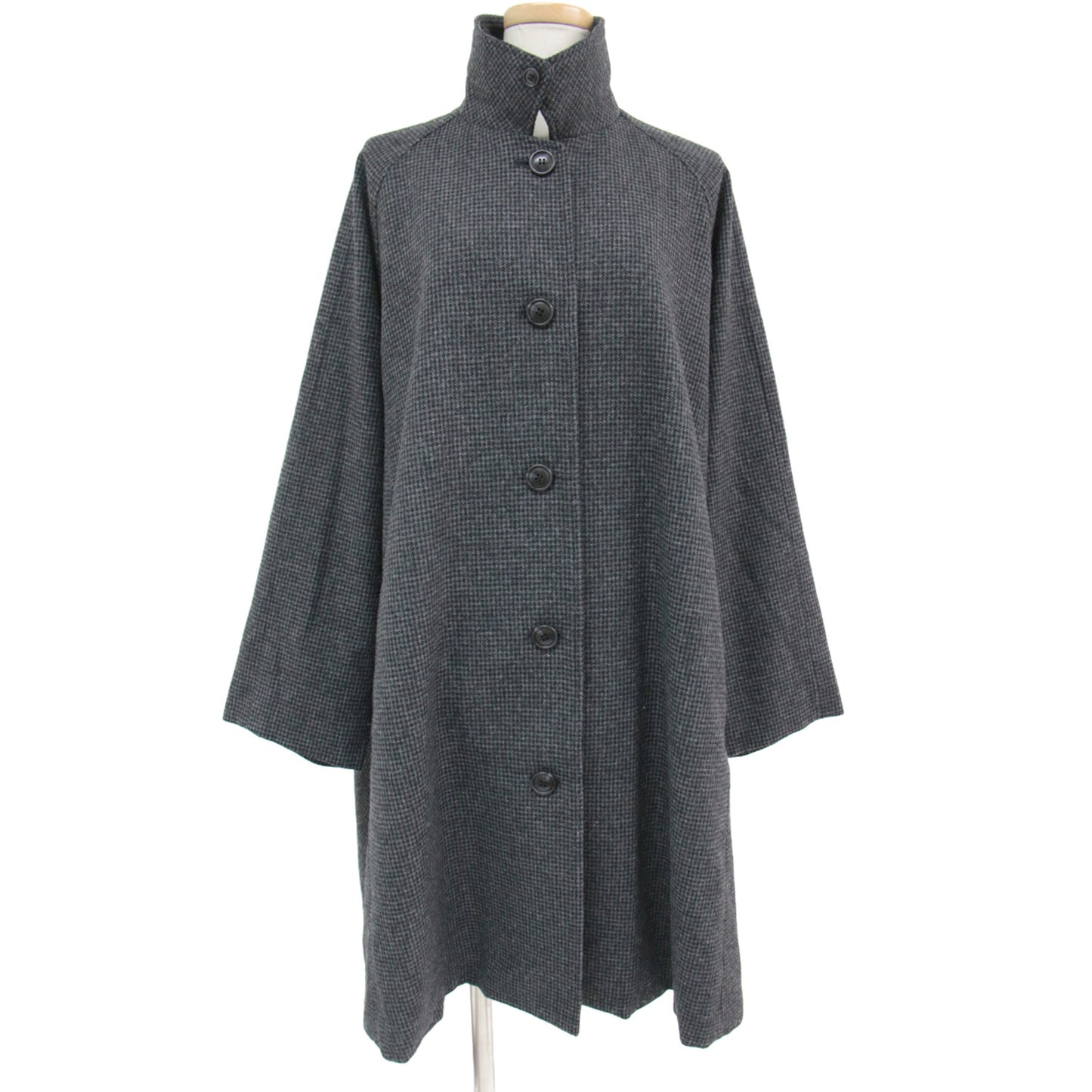 コート ステンカラーコート ロング 長袖 Aライン チェック柄 ウール 22秋冬 230411