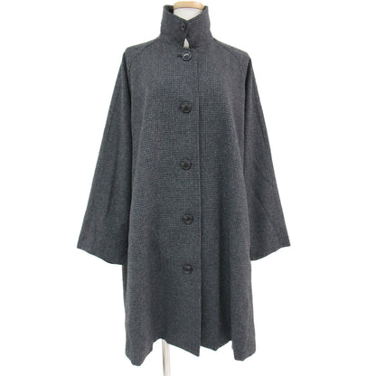 コート ステンカラーコート ロング 長袖 Aライン チェック柄 ウール 22秋冬 230411