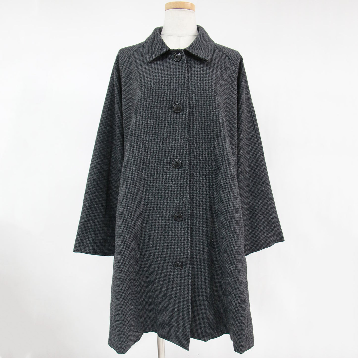 コート ステンカラーコート ロング 長袖 Aライン チェック柄 ウール 22秋冬 230411