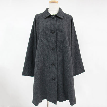 コート ステンカラーコート ロング 長袖 Aライン チェック柄 ウール 22秋冬 230411