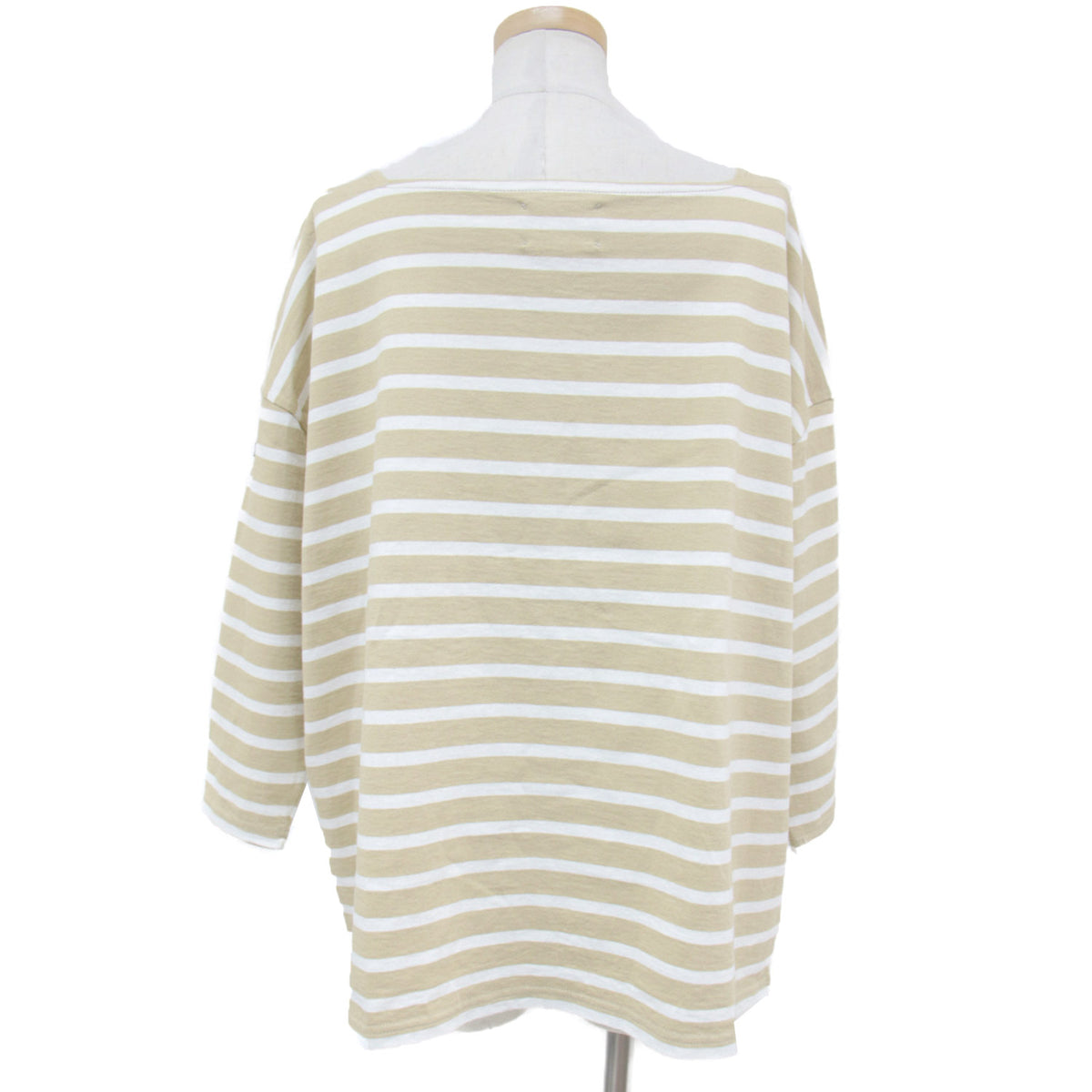 × 自由区 カットソー Tシャツ プルオーバー バスクシャツ ボートネック 長袖 ドロップショルダー ボーダー コットン 綿 230515