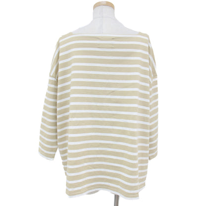 × 自由区 カットソー Tシャツ プルオーバー バスクシャツ ボートネック 長袖 ドロップショルダー ボーダー コットン 綿 230515