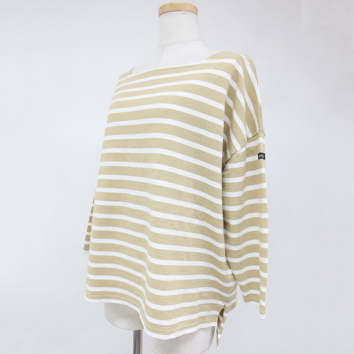 × 自由区 カットソー Tシャツ プルオーバー バスクシャツ ボートネック 長袖 ドロップショルダー ボーダー コットン 綿 230515