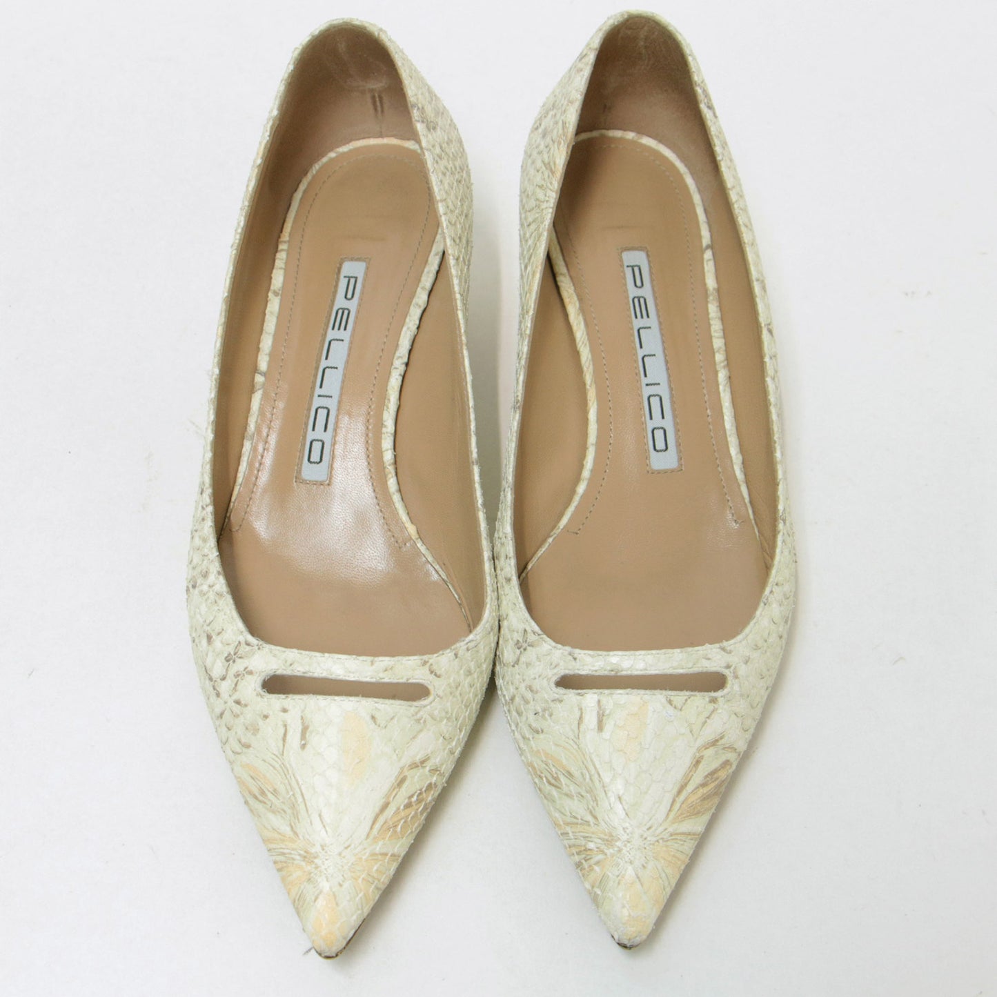 パンプス ヒール ポインテッドトゥ 型押し 花柄 FLORIS ANIMA 35 231004