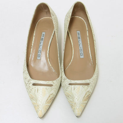 パンプス ヒール ポインテッドトゥ 型押し 花柄 FLORIS ANIMA 35 231004
