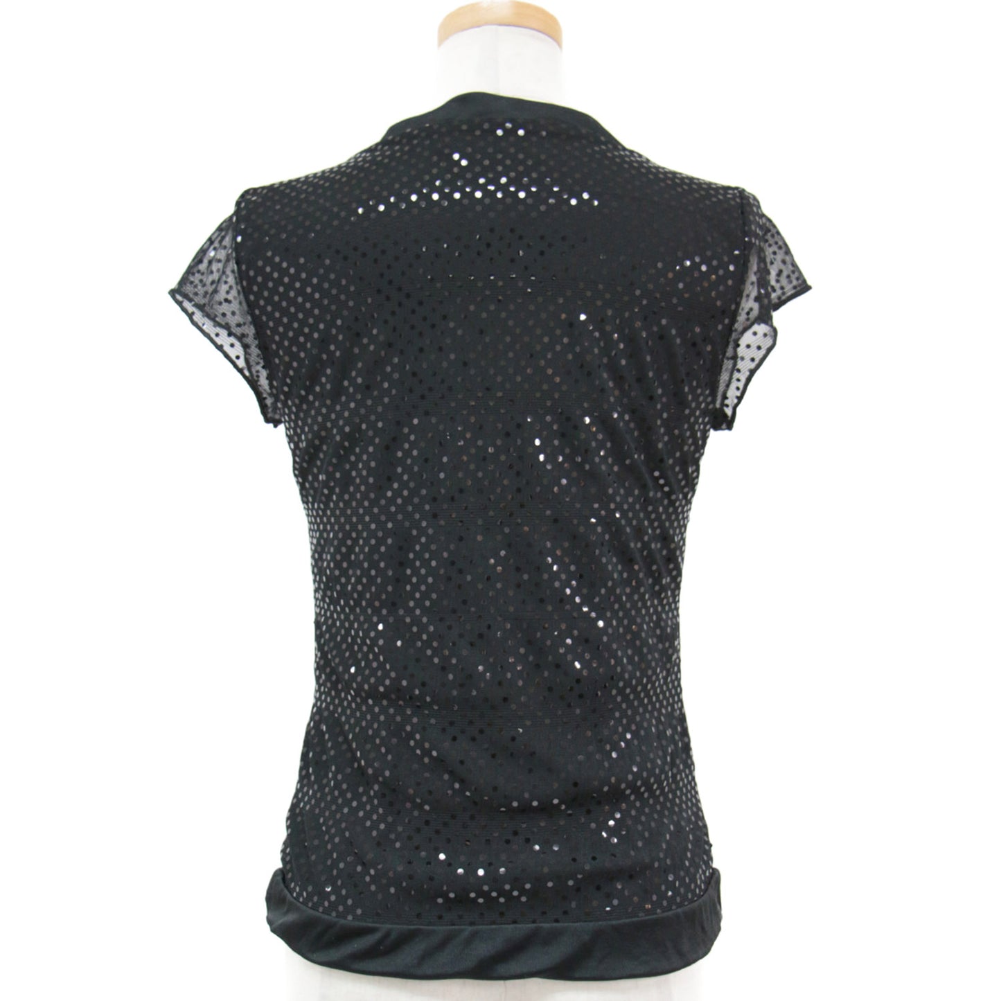 カットソー Vネック フレンチスリーブ ドット チュール 231017