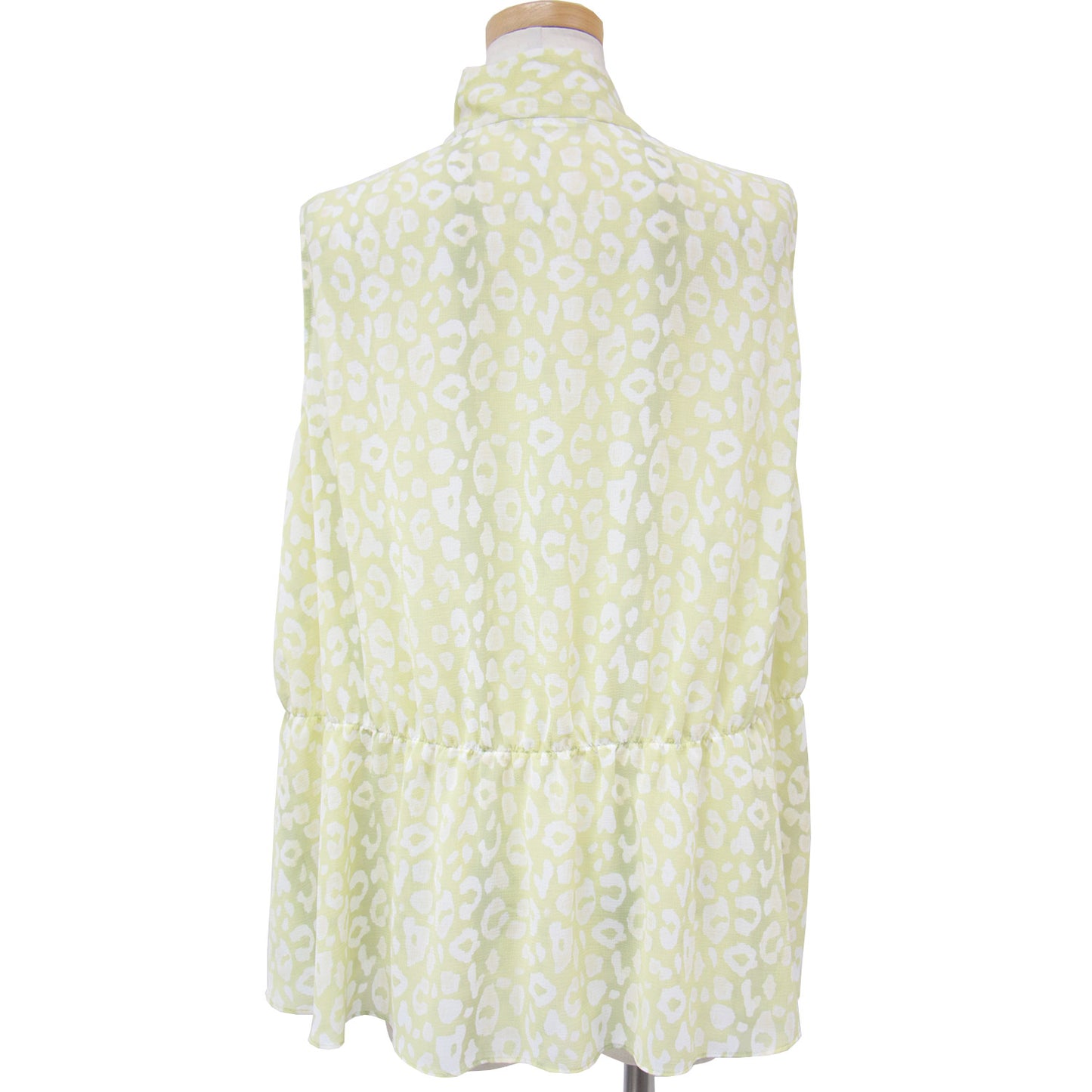 ブラウス ノースリーブ Vネック ボウタイ レオパード ティアード ポリエステル 23春夏 231012