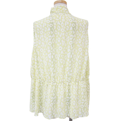 ブラウス ノースリーブ Vネック ボウタイ レオパード ティアード ポリエステル 23春夏 231012