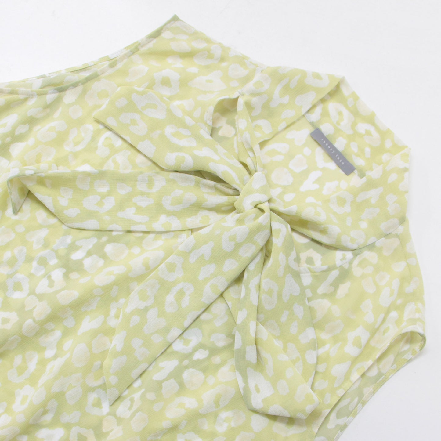 ブラウス ノースリーブ Vネック ボウタイ レオパード ティアード ポリエステル 23春夏 231012