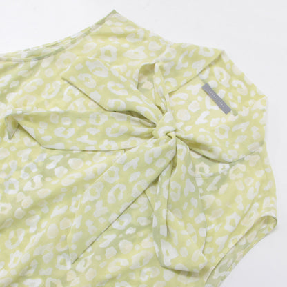 ブラウス ノースリーブ Vネック ボウタイ レオパード ティアード ポリエステル 23春夏 231012