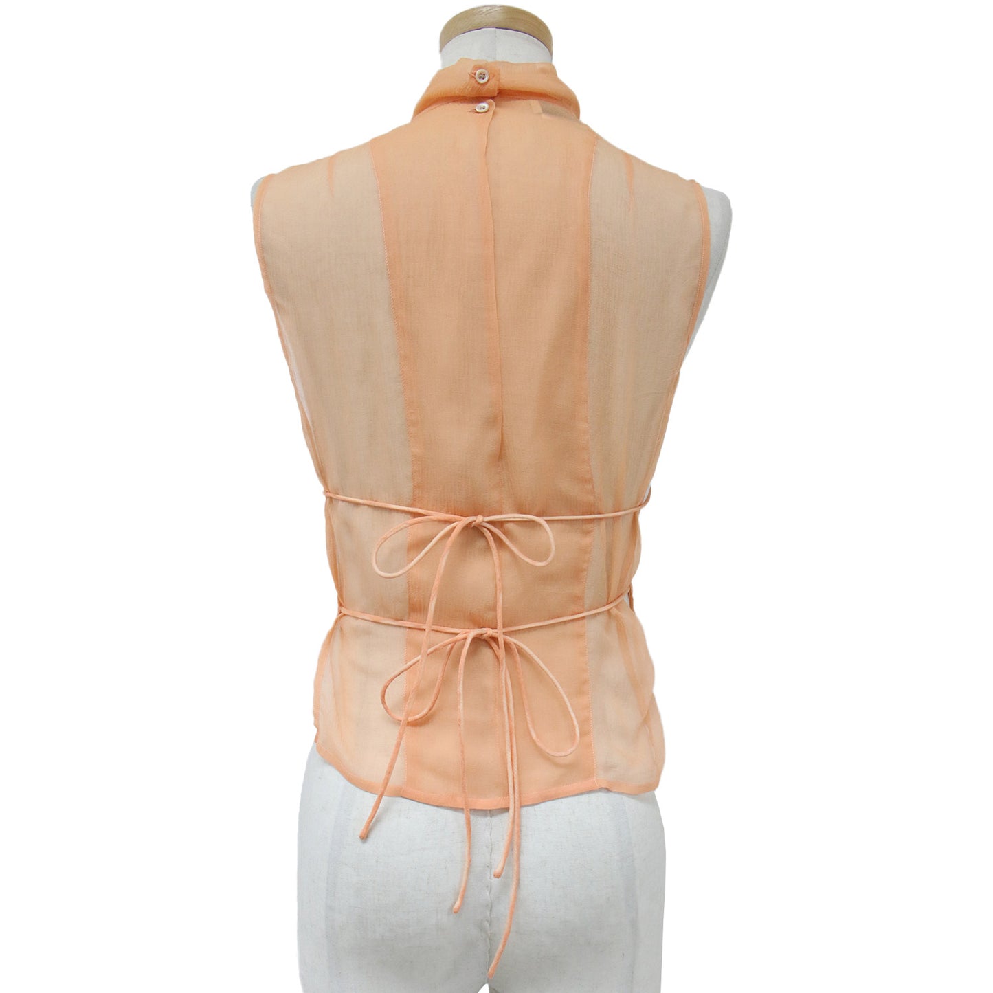 トップス ビブ ノースリーブ ハイネック シアー シースルー シルク Silk bib 23春夏 240425