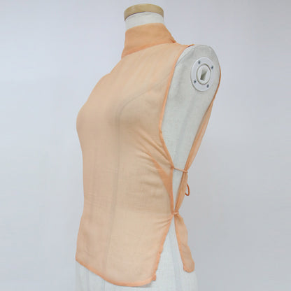 トップス ビブ ノースリーブ ハイネック シアー シースルー シルク Silk bib 23春夏 240425