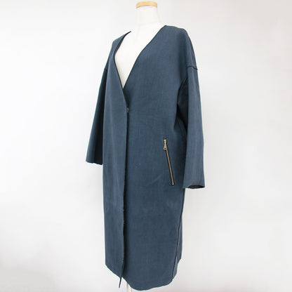 コート ロング 長袖 Vネック カットオフ ホック リネン 麻 231116