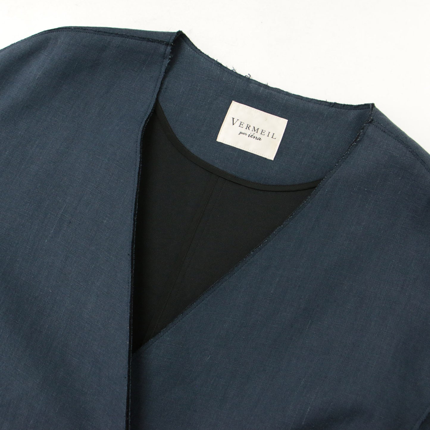 コート ロング 長袖 Vネック カットオフ ホック リネン 麻 231116