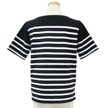 カットソー Tシャツ プルオーバー ボートネック 半袖 ハイゲージ ボーダー ベーシック コットン 綿 23春夏 240325