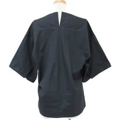 ブラウス プルオーバー 5分袖 半袖 デザインスリーブ ラウンドネック コットン 綿 231212