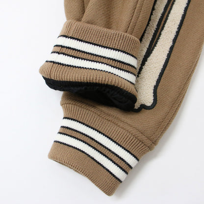 スタジャン ブルゾン ボンバージャケット ショート丈 ワッペン 刺繍 リブ ウール BONES 240102