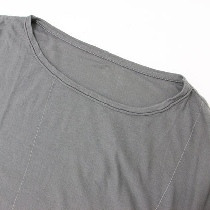 カットソー Tシャツ プルオーバー クロップド ボートネック 半袖 ワイド ライン ラメ コットン 綿 231023