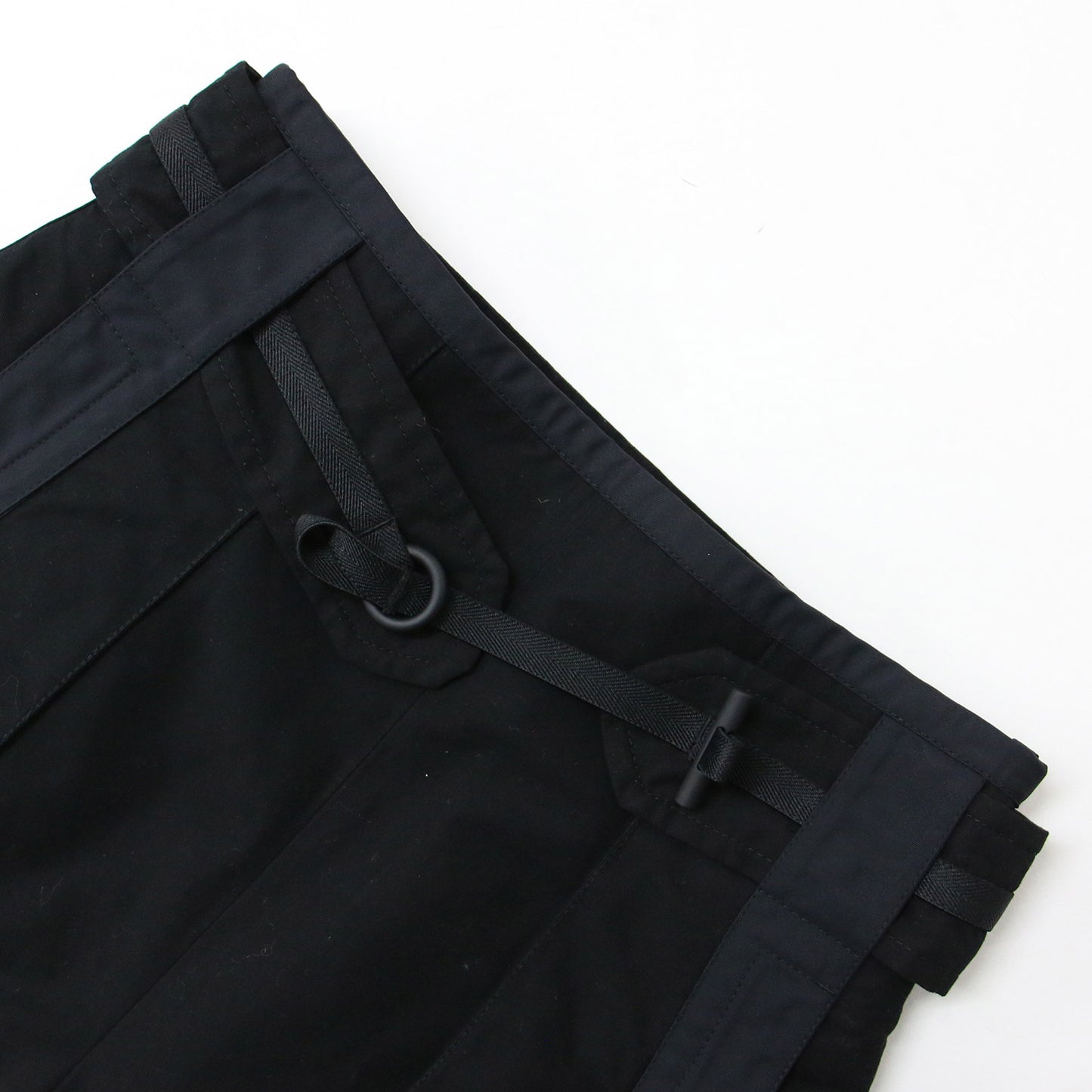ハイウエスト ショートパンツ / Aライン ベルト付き センターピンタック コットン