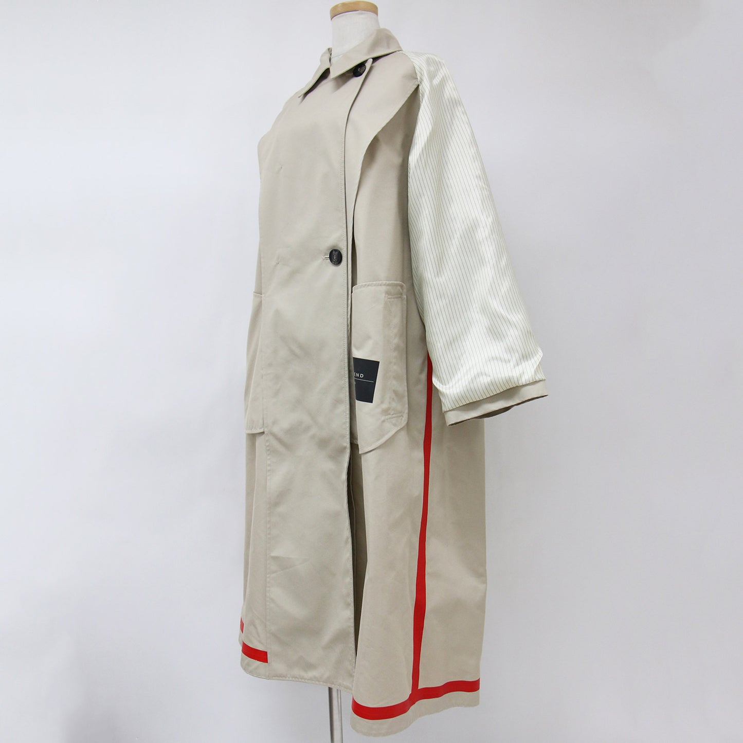 アウター コート ロング トレンチコート ラグランスリーブ ダブルボタン ベルト ロゴ リバーシブル 2WAY コットン 綿 ポリエステル 231211