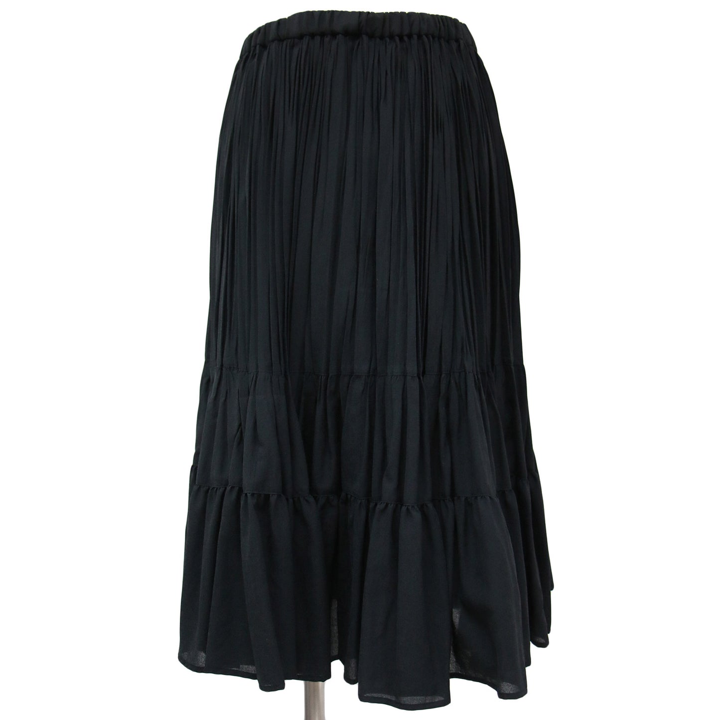 スカート ロング フレア プリーツ ティアード ギャザー ウエストゴム フリル チュール ポリエステル 23春夏 240419