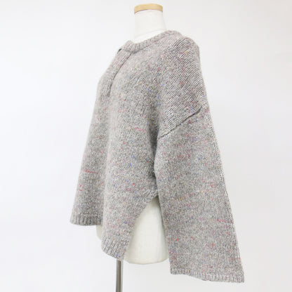 ニット プルオーバー 長袖 ヘンリーネック ワイドスリーブ ウール ブレンド 240206