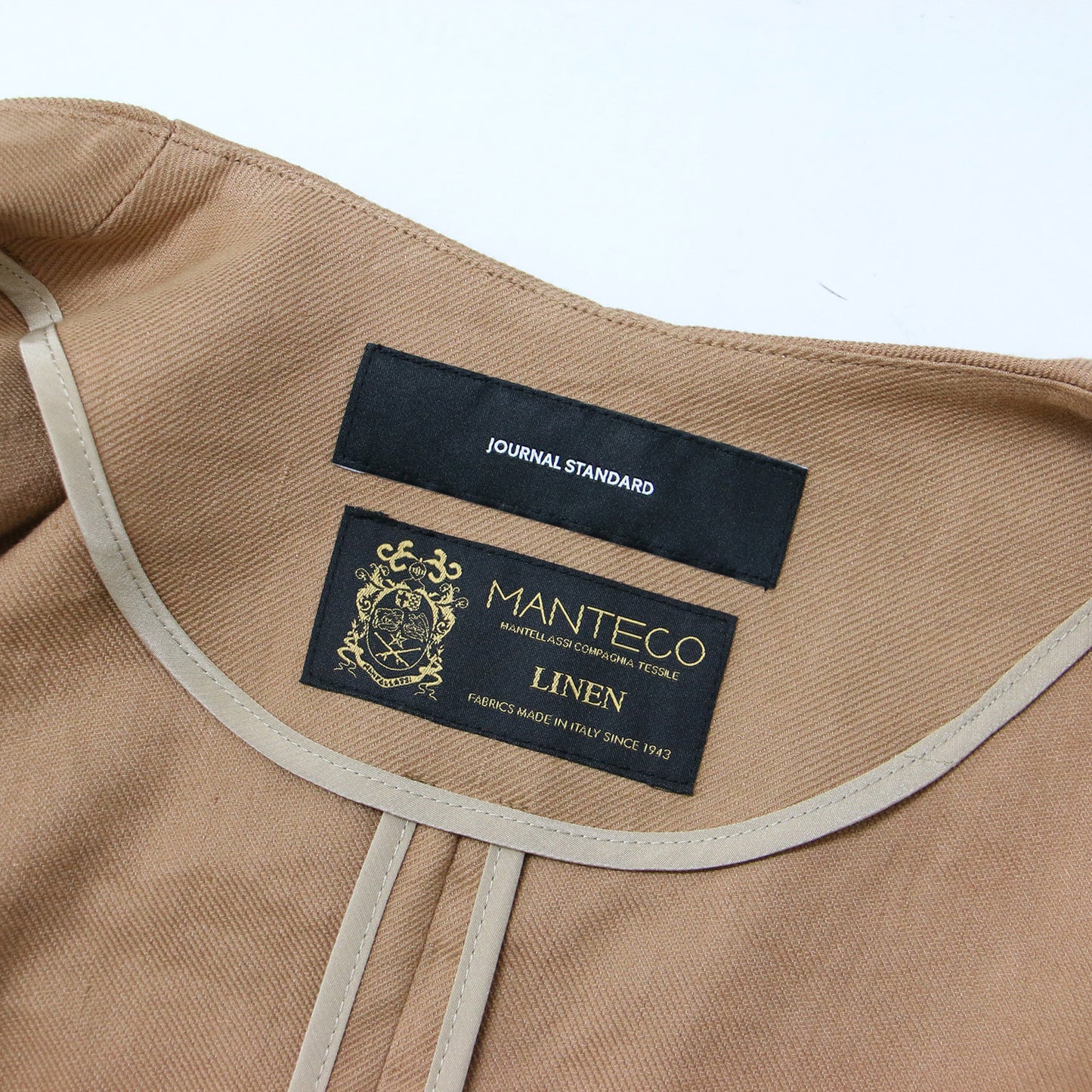 ジャケット ミドル ノーカラー Vネック ホック シンプル コットン 綿 リネン 麻 ポリウレタン 240115