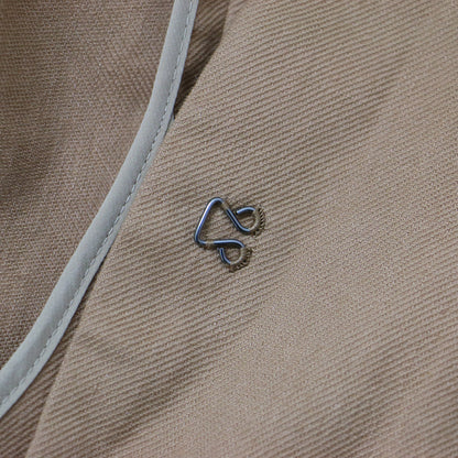 ジャケット ミドル ノーカラー Vネック ホック シンプル コットン 綿 リネン 麻 ポリウレタン 240115