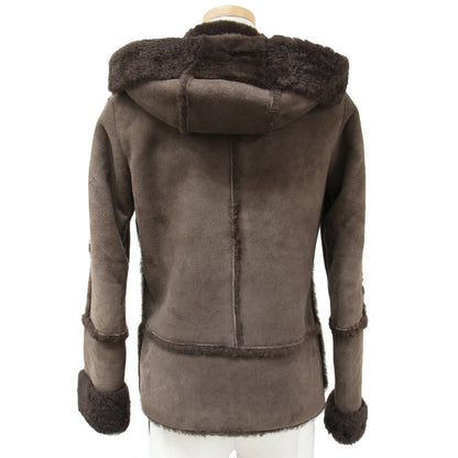 ジャケット アウター ショート フード フーディー ファスナー ムートン スエード ボア ファー 羊革 240212