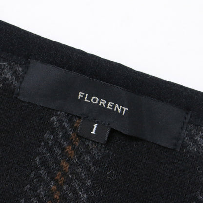 ポンチョ ニット ラウンドネック サイドリボン チェック ウールブレンド 240423