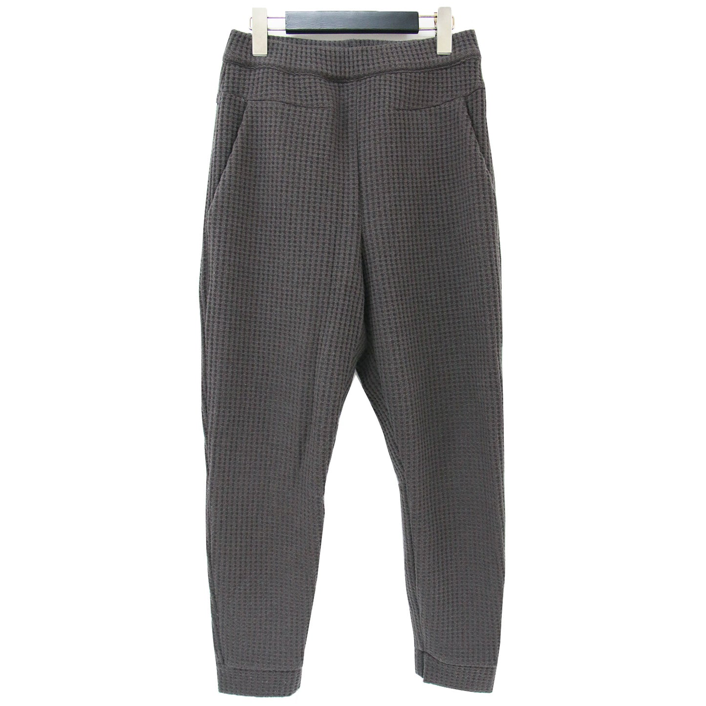 パンツ イージーパンツ ワッフル ニット ウエストゴム ウール混 240321