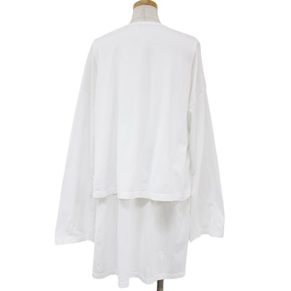 カットソー Tシャツ ロング チュニック丈 長袖 クルーネック レイヤード スリット コットン 240313