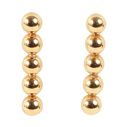 K18YG 5連 ボール ピアス / 両耳用 縦型 バータイプ