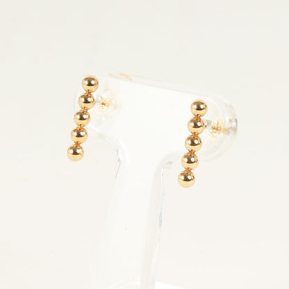 K18YG 5連 ボール ピアス / 両耳用 縦型 バータイプ