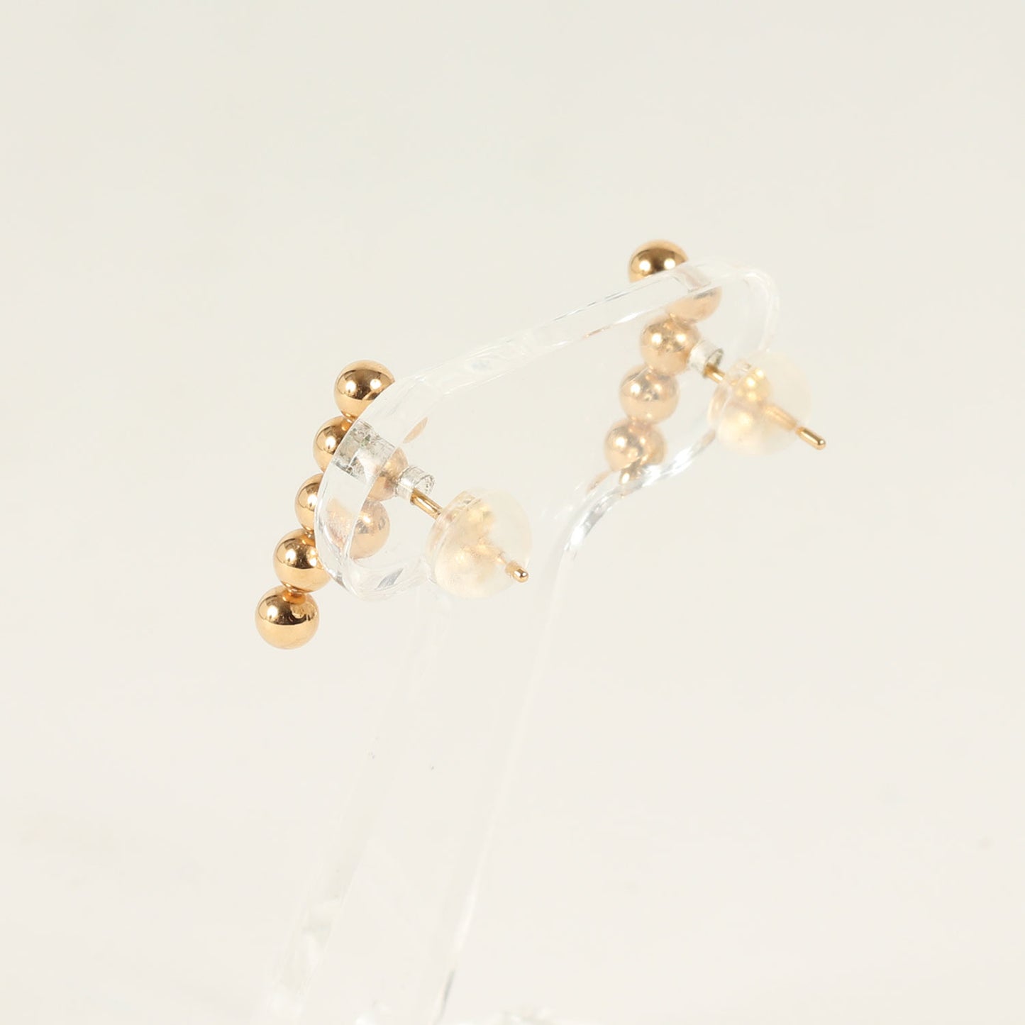 K18YG 5連 ボール ピアス / 両耳用 縦型 バータイプ