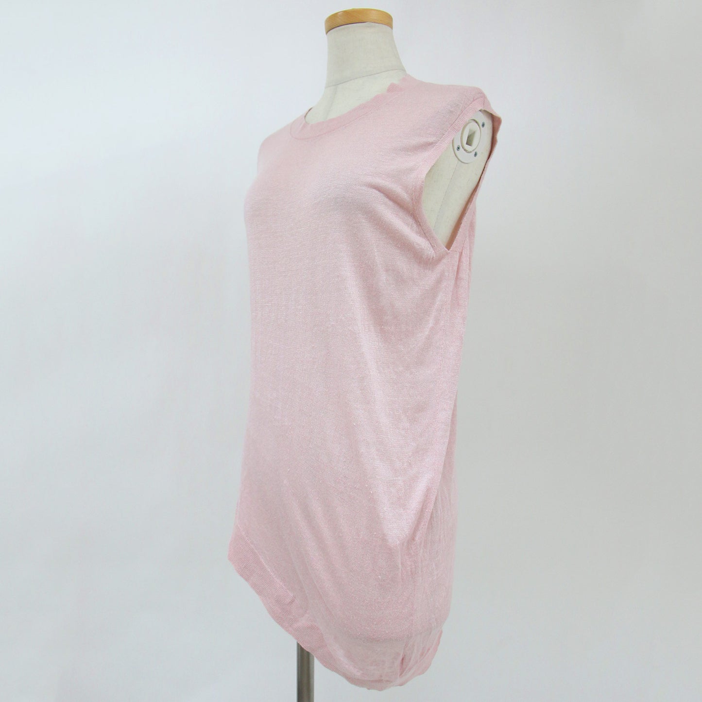 ニット ノースリーブ クルーネック アシンメトリー リネン レーヨン 麻 ASYMMETRY SHELL S 240328