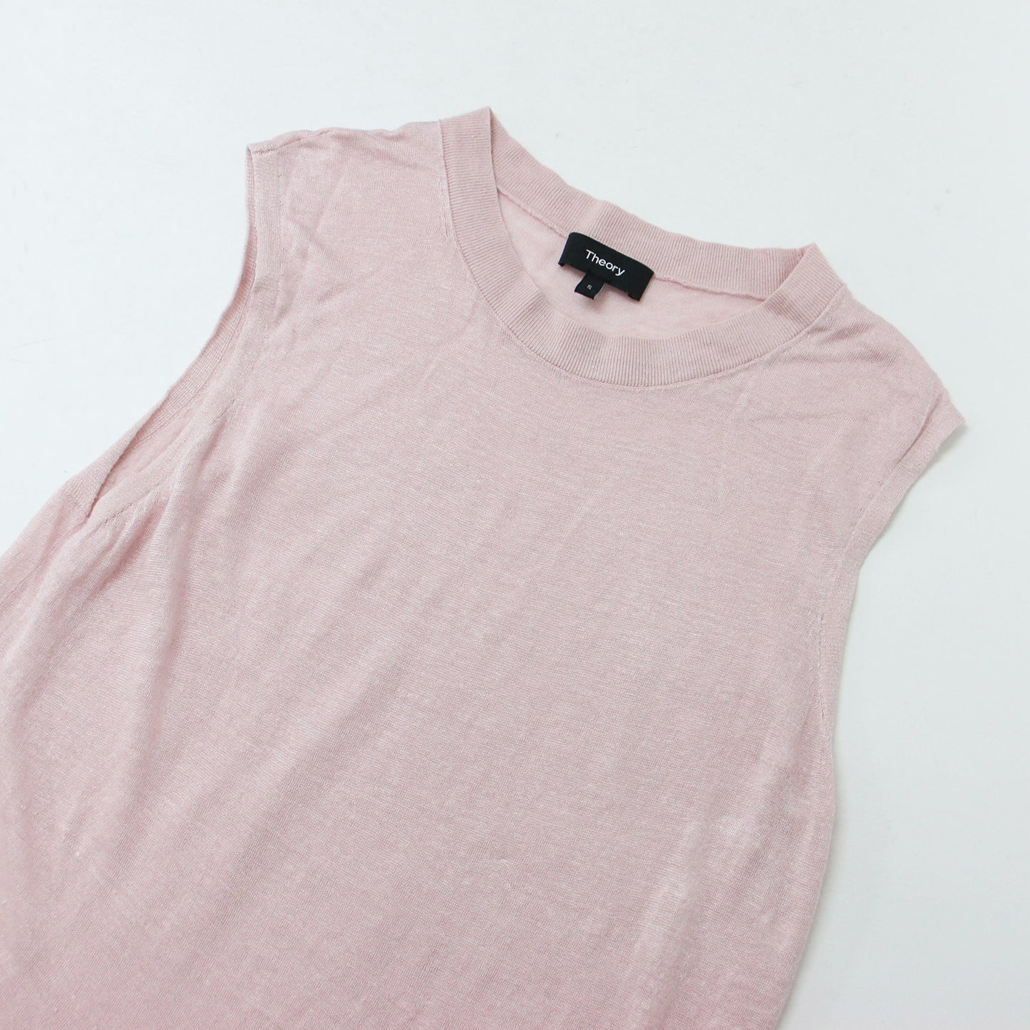 ニット ノースリーブ クルーネック アシンメトリー リネン レーヨン 麻 ASYMMETRY SHELL S 240328